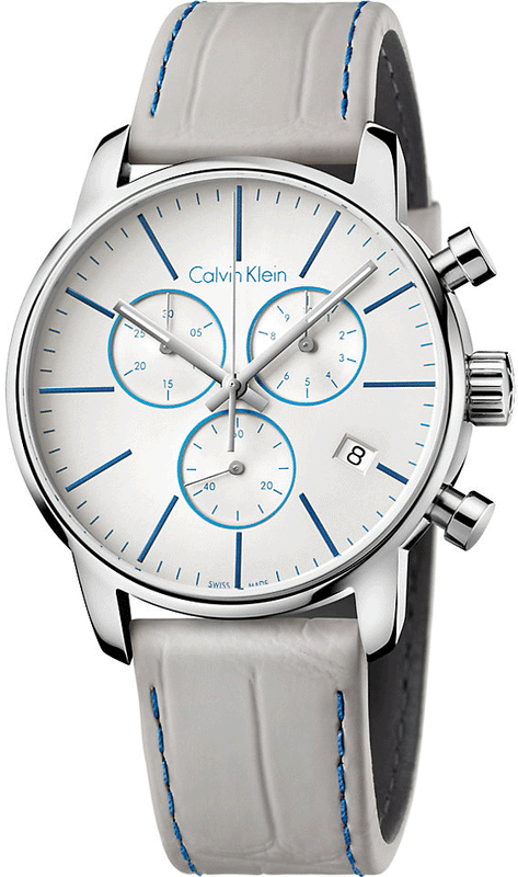 Calvin Klein City Chronograph White Dial White Leather Strap Watch for Men - K2G271Q4 Buy Now By Calvin Klein