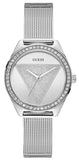 Guess Tri Glitz Quartz Silver Dial Silver Mesh Bracelet Watch For Women - W1142L1 Buy Now By Guess
