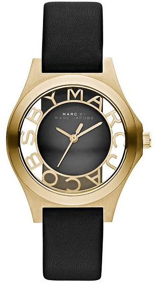 Marc Jacobs Henry Skeleton Black Dial Black Leather Strap Watch for Women - MBM1340 Buy Now By Marc Jacobs
