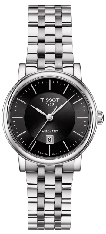 Tissot T Classic Carson Premium Automatic Lady Black Dial Silver Steel Strap Watch for Women - T122.207.11.051.00 Buy Now By Tissot