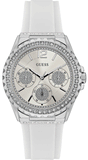 Guess Starlight Multifunction Diamonds White Dial White Rubber Strap Watch for Women - W0846L8 Buy Now By Guess