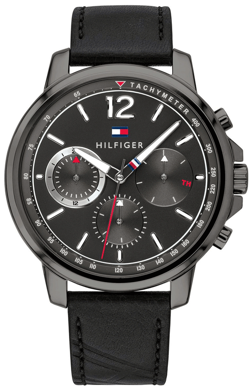 Tommy Hilfiger London Chronograph Grey Dial Black Leather Strap Watch for Men - 1791533 Buy Now By Tommy Hilfiger