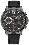 Tommy Hilfiger London Chronograph Grey Dial Black Leather Strap Watch for Men - 1791533 Buy Now By Tommy Hilfiger