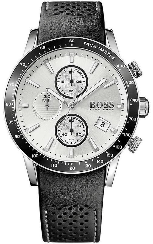 Hugo Boss Rafale Chronograh Quartz White Dial Black Leather Strap Watch For Men - HB1513403 Buy Now By Hugo Boss