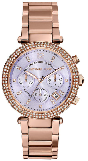 Michael Kors Parker Purple Dial Rose Gold Steel Strap Watch for Women - MK6169 Buy Now By Michael Kors