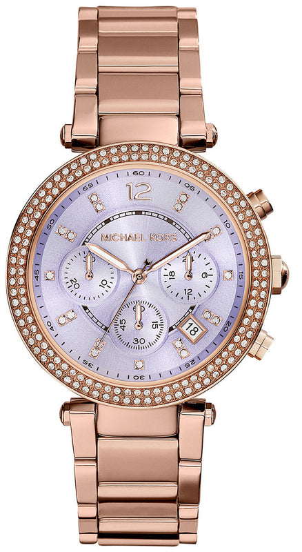 Michael Kors Parker Purple Dial Rose Gold Steel Strap Watch for Women - MK6169 Buy Now By Michael Kors