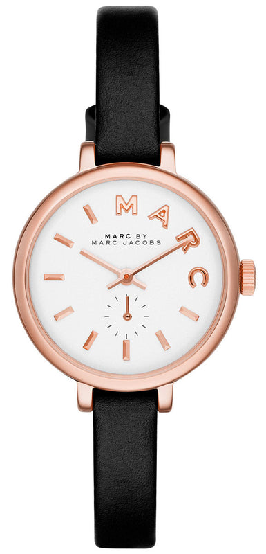 Marc Jacobs Sally White Dial Black Leather Strap Watch for Women - MBM1352 Buy Now By Marc Jacobs