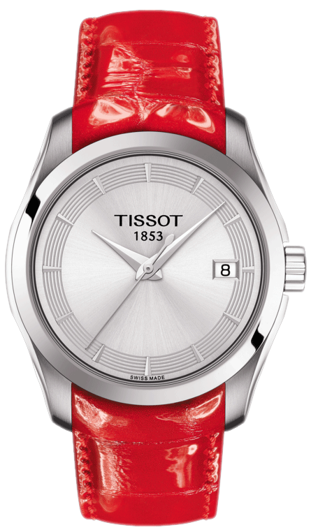 Tissot Couturier Lady Silver Dial Red Leather Strap Watch for Women - T035.210.16.031.01 Buy Now By Tissot
