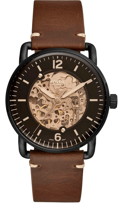 Fossil Commuter Automatic Black Dial Brown Leather Strap Watch for Men - ME3158 Buy Now By Fossil