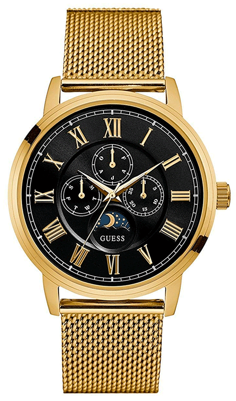 Guess Delancy Black Dial Gold Mesh Bracelet Watch for Men - W0871G2 Buy Now By Guess