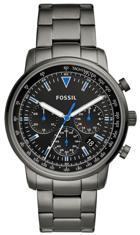 Fossil Goodwin Chrono Analog Black Dial Grey Steel Strap Watch for Men - FS5518 Buy Now By Fossil