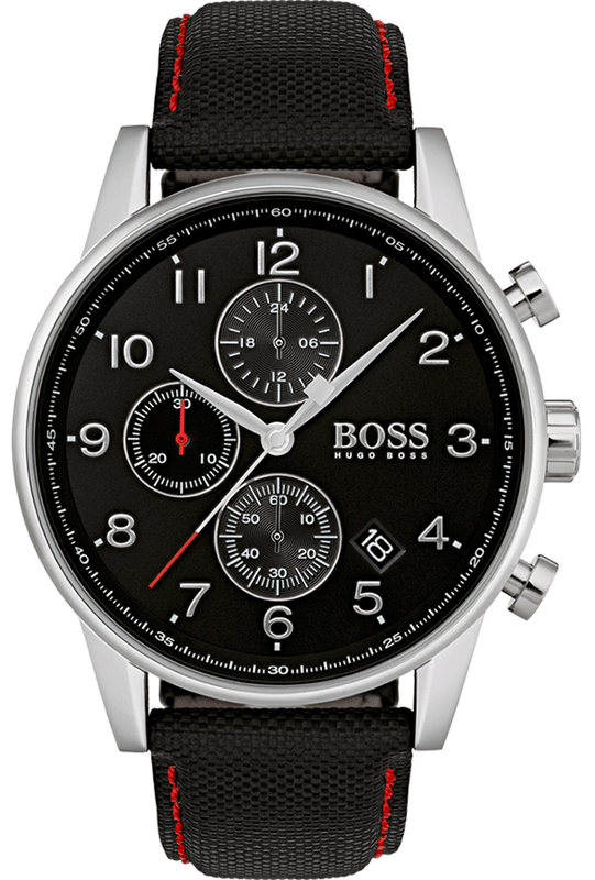 Hugo Boss Navigator Black Dial Black Leather Strap Watch for Men - 1513535 Buy Now By Hugo Boss
