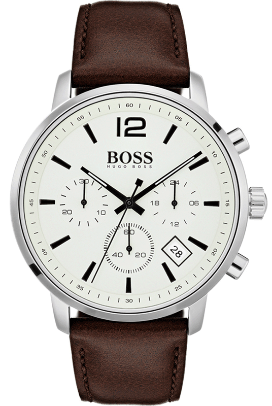 Hugo Boss Attitude White Dial Brown Leather Strap Watch for Men - 1513609 Buy Now By Hugo Boss