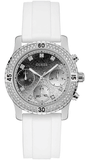 Guess Confetti Crystal Black Dial White Silicone Strap Watch For Women - W1098L1 Buy Now By Guess