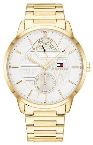 Tommy Hilfiger Hunter White Dial Gold Steel Strap Watch for Men - 1791609 Buy Now By Tommy Hilfiger
