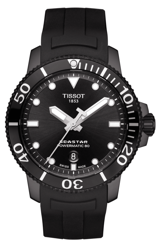 Tissot Seastar 1000 Powermatic 80 Black Dial Black Rubber Strap Watch For Men - T120.407.37.051.00 Buy Now By Tissot