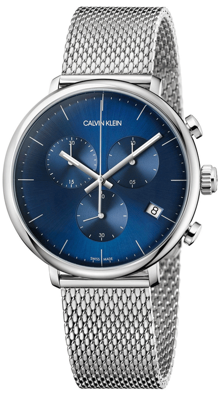 Calvin Klein High Noon Chronograph Blue Dial Silver Mesh Bracelet Watch for Men - K8M2712N Buy Now By Calvin Klein
