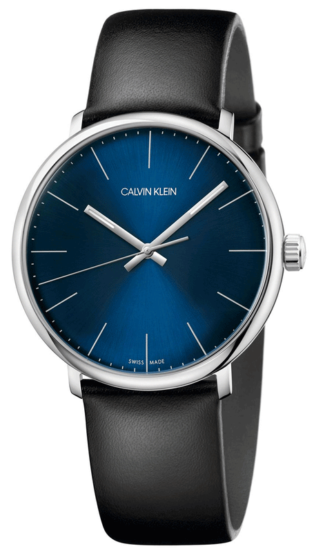 Calvin Klein High Noon Quartz Blue Dial Black Leather Strap Watch for Men - K8M211CN Buy Now By Calvin Klein