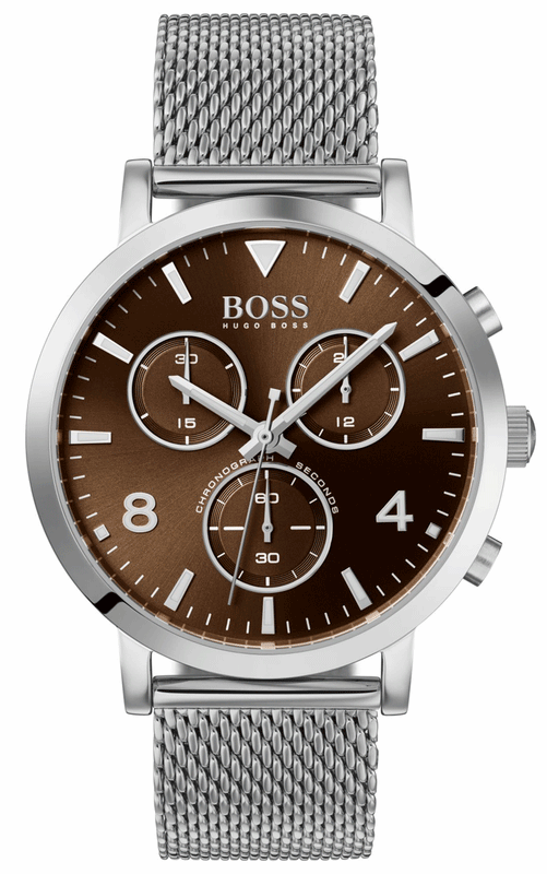 Hugo Boss Spirit Brown Dial Silver Mesh Bracelet Watch for Men - 1513694 Buy Now By Hugo Boss