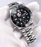Philipp Plein The $kull Diver Black Dial Silver Steel Strap Watch For Men- PWOAA0522 Authentic Buy Shop Now