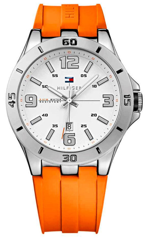 Tommy Hilfiger Analog White Dial Orange Rubber Strap Watch for Men - 1791063 Buy Now By Tommy Hilfiger