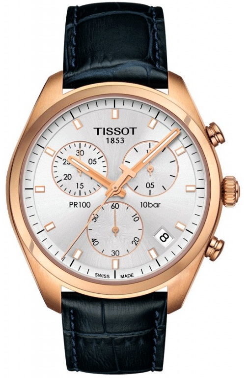 Tissot T Classic PR 100 Chronograph Silver Dial Black Leather Strap Watch for Men - T101.417.36.031.00 Buy Now By Tissot