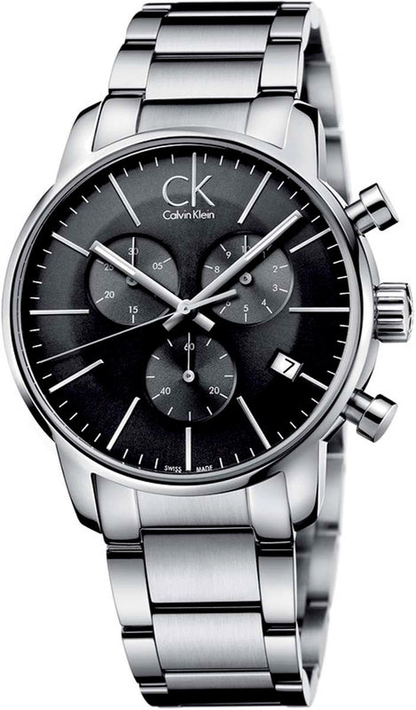 Calvin Klein City Chronograph Black Dial Silver Steel Strap Watch for Men - K2G27143 Buy Now By Calvin Klein