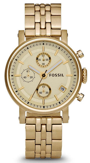 Fossil Boyfriend Chronograph Gold Dial Gold Steel Strap Watch for Women - ES2197 Buy Now By Fossil