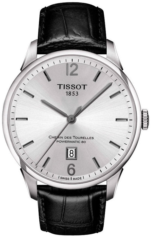 Tissot Chemin Des Tourelles Powermatic 80 Silver Dial Black Leather Strap Watch For Men - T099.407.16.037.00 Buy Now By Tissot
