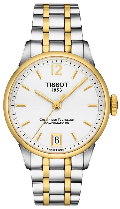 Tissot Chemin Des Tourelles Powermatic 80 Lady Silver Dial Two Tone Steel Strap Watch For Women - T099.207.22.037.00 Buy Now By Tissot