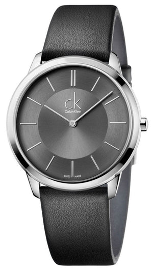 Calvin Klein Minimal Black Dial Black Leather Strap Watch for Men - K3M211C4 Buy Now By Calvin Klein