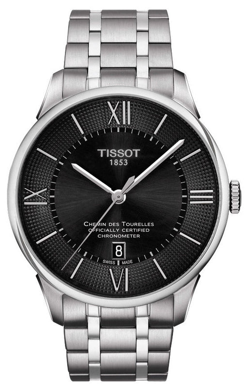 Tissot T Classic Chemin Des Tourelles Chronometer Black Dial Silver Steel Strap Watch For Men - T099.408.11.058.00 Buy Now By Tissot