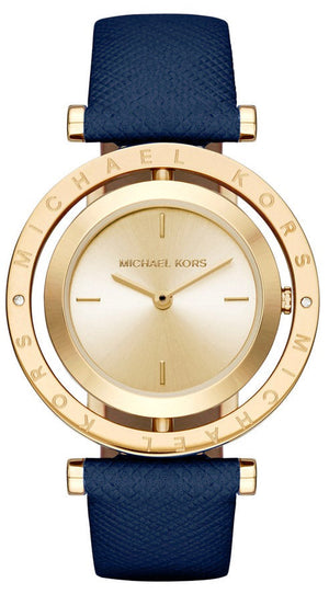 Michael Kors Averi Gold Dial Navy Blue Leather Strap Watch for Women - MK2526 Buy Now By Michael Kors