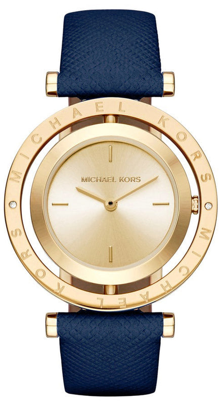 Michael Kors Averi Gold Dial Navy Blue Leather Strap Watch for Women - MK2526 Buy Now By Michael Kors