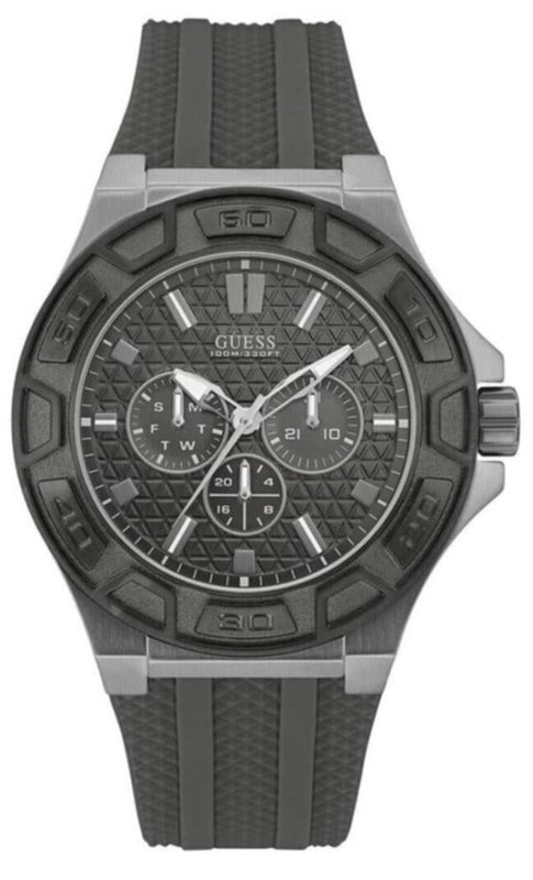 Guess Force Grey Dial Grey Rubber Strap Watch For Men - W0674G8 Buy Now By Guess