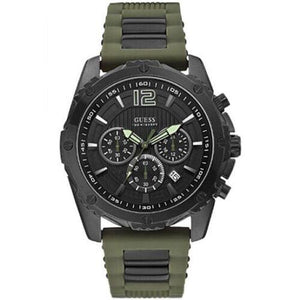 Guess Sport Chronograph Black Dial Green Silicone Strap Watch for Men - W0167G4 Buy Now By Guess
