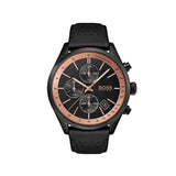 Hugo Boss Grand Prix Chronograph Black Dial Black Leather Strap Watch for Men - 1513550 Buy Now By Hugo Boss