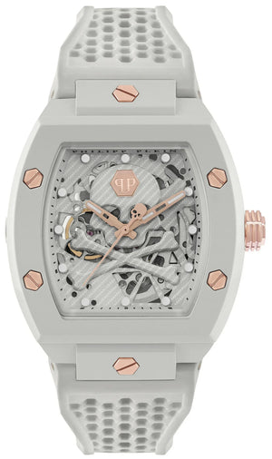 Philipp Plein The Skeleton White Dial White Silicone Strap Watch for Men - PWVBA0123 Authentic Buy Shop Now
