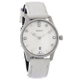 Gucci G-Timeless Mother of Pearl White Dial White Leather Strap Watch For Women - YA126597 Buy Now By Gucci