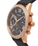 Guess Solar 40mm Black & Rose Gold Dial Black Rubber Strap Watch For Women - W1135L4 Buy Now By Guess
