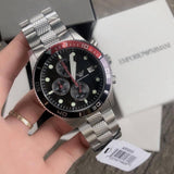 Emporio Armani Chronograph Black Dial Silver Stainless Steel Watch For Men - AR5855 Buy Now By Emporio Armani