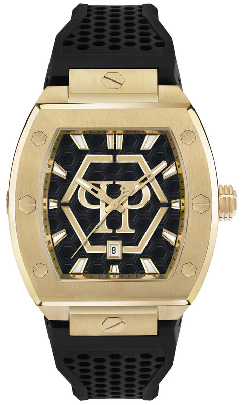Philipp Plein Hexagon Phantom Black Dial Black Silicone Strap Watch For Men- PWPUA0424 Authentic Buy Shop Now