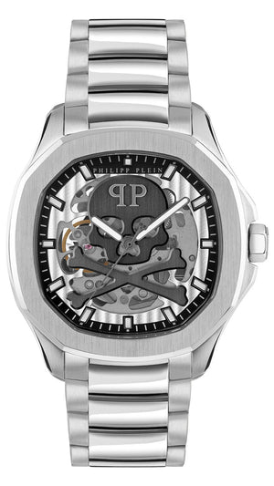 Philipp Plein High-Conic Automatic Silver Dial Silver Steel Strap Watch For Men - PWRAA0223 Authentic Buy Shop Now