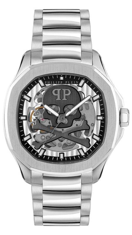 Philipp Plein High-Conic Automatic Silver Dial Silver Steel Strap Watch For Men - PWRAA0223 Authentic Buy Shop Now