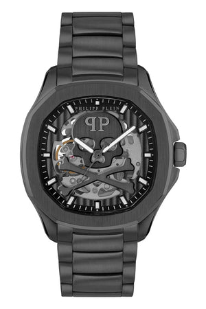 Philipp Plein High-Conic Automatic Black Dial Black Steel Strap Watch For Men- PWRAA0423 Authentic Buy Shop Now