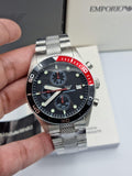 Emporio Armani Chronograph Black Dial Silver Stainless Steel Watch For Men - AR5855 Buy Now By Emporio Armani