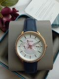 Fossil Tailor White Dial Blue Leather Strap Watch for Women - ES4394 Buy Now By Fossil