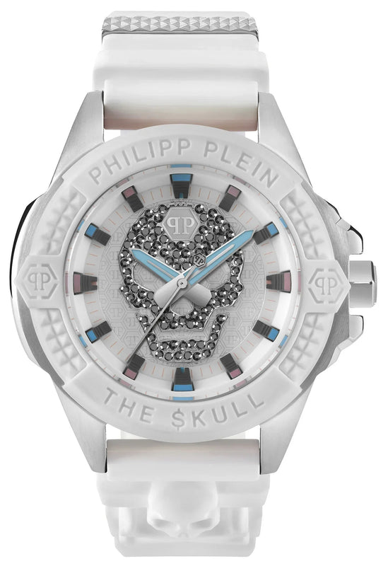 Philipp Plein The Skull White Dial White Silicone Strap Watch for Men - PWAAA1521 Authentic Buy Shop Now