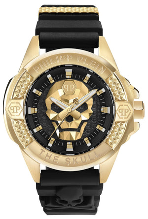 Philipp Plein The Skull Gold Dial Black Silicone Strap Watch for Men - PWAAA0221 Authentic Buy Shop Now