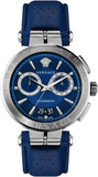 Versace Aion Chronograph Blue Dial Blue Leather Strap Watch for Men - VE1D01220 Buy Now By Versace
